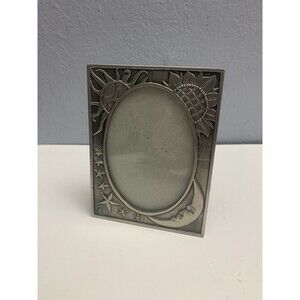 Metal 4 X 6 Picture Frame Silver Tone 3D Moon Stars And Sun Celestial